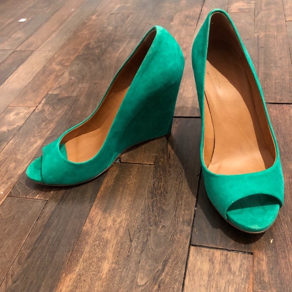 Madewell Green suede peep toe shoes - Picture 2 of 6